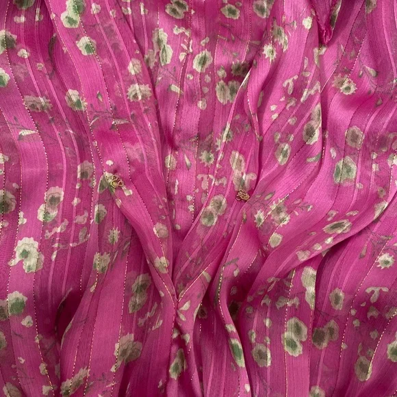 Sabina Musayev Terranova/Kimber Floral Chiffon Midi Dress - Large, Fuchsia/Pink - Picture 8 of 15